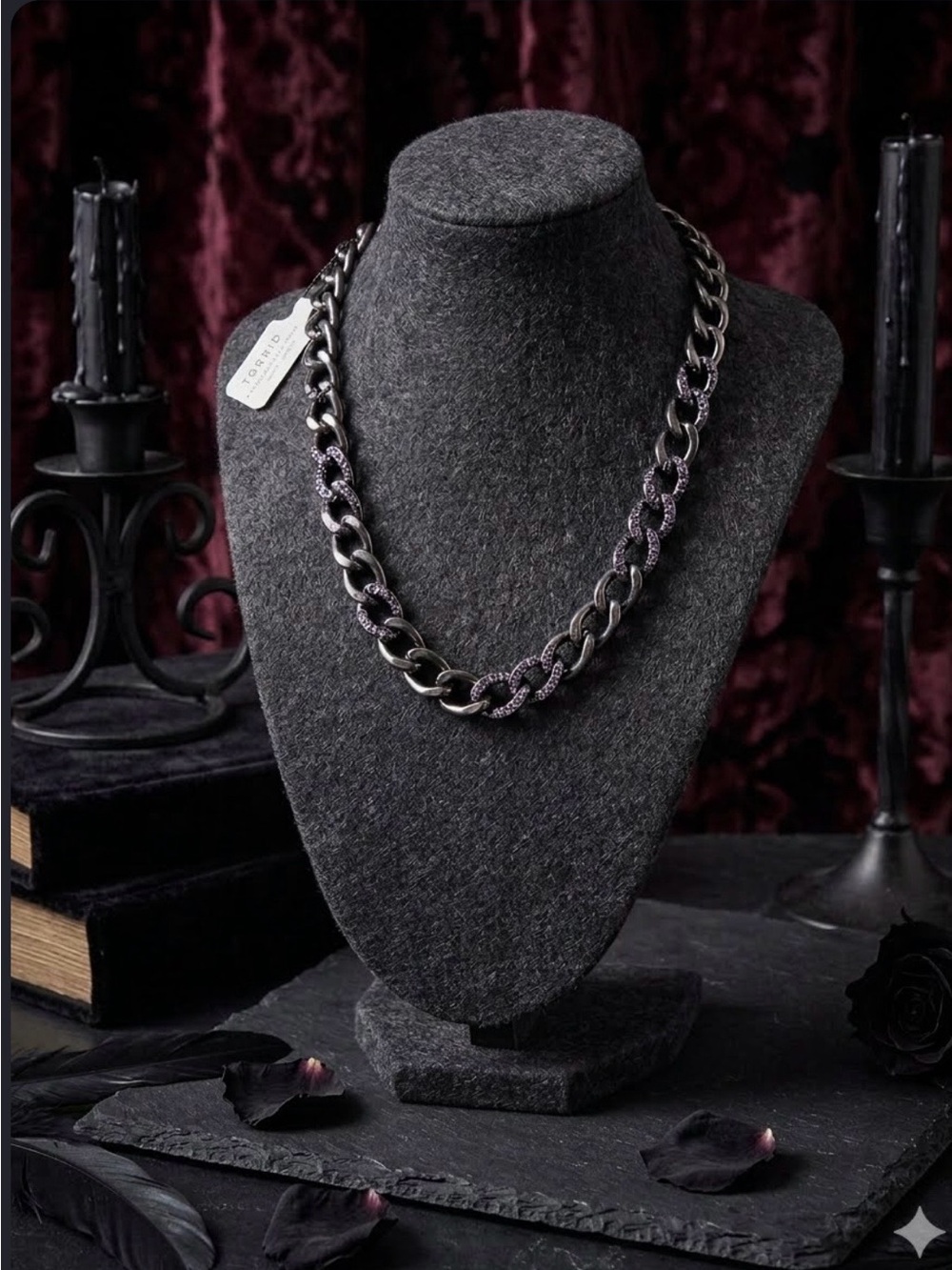 torrid Black Gunmetal Chain Necklace with Subtle Purple Sheen
